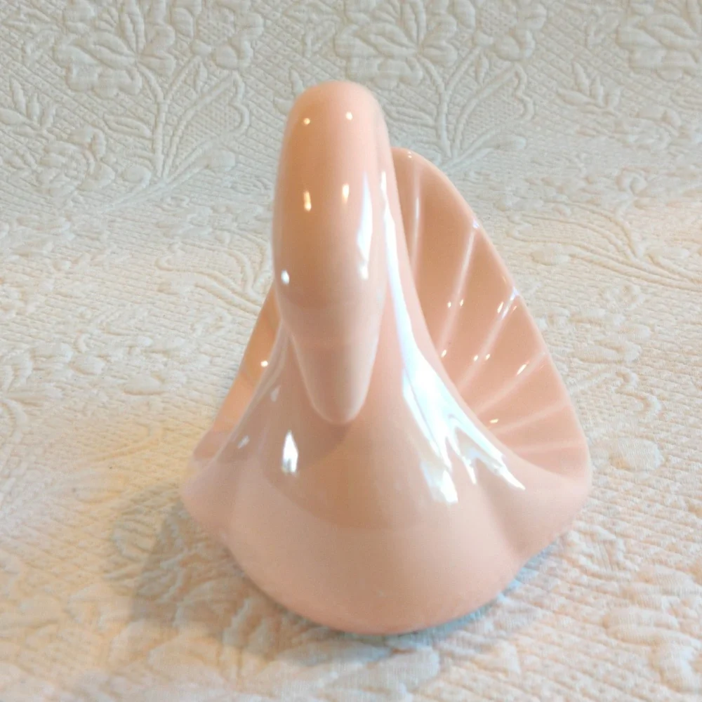 Vintage pink Ceramic Swan Hand Towel Display Holder